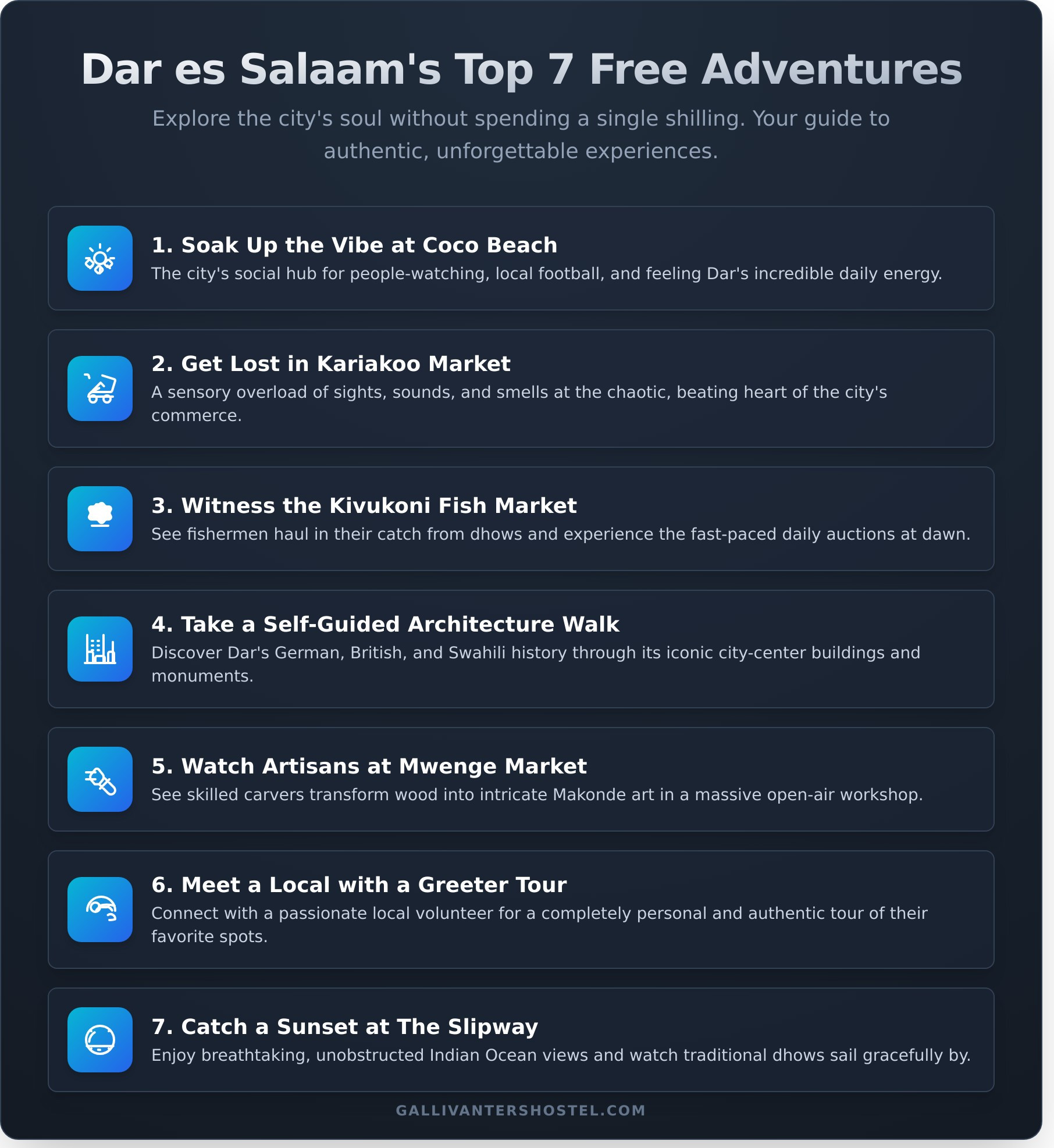 7 Awesome Free Things to Do in Dar es Salaam (A Backpacker’s Guide) - Infographic