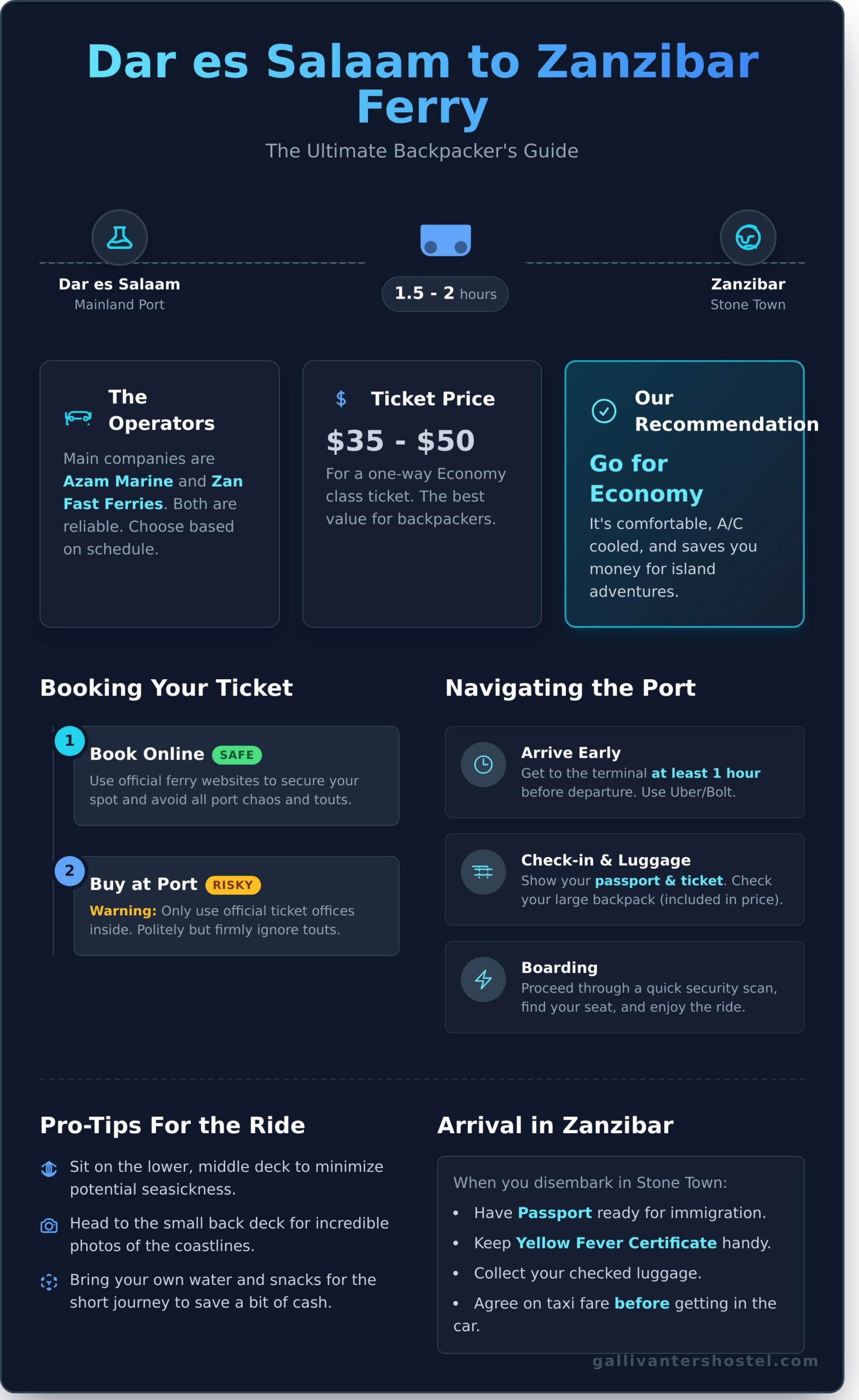 Dar es Salaam to Zanzibar Ferry: The Ultimate Backpacker’s Guide - Infographic