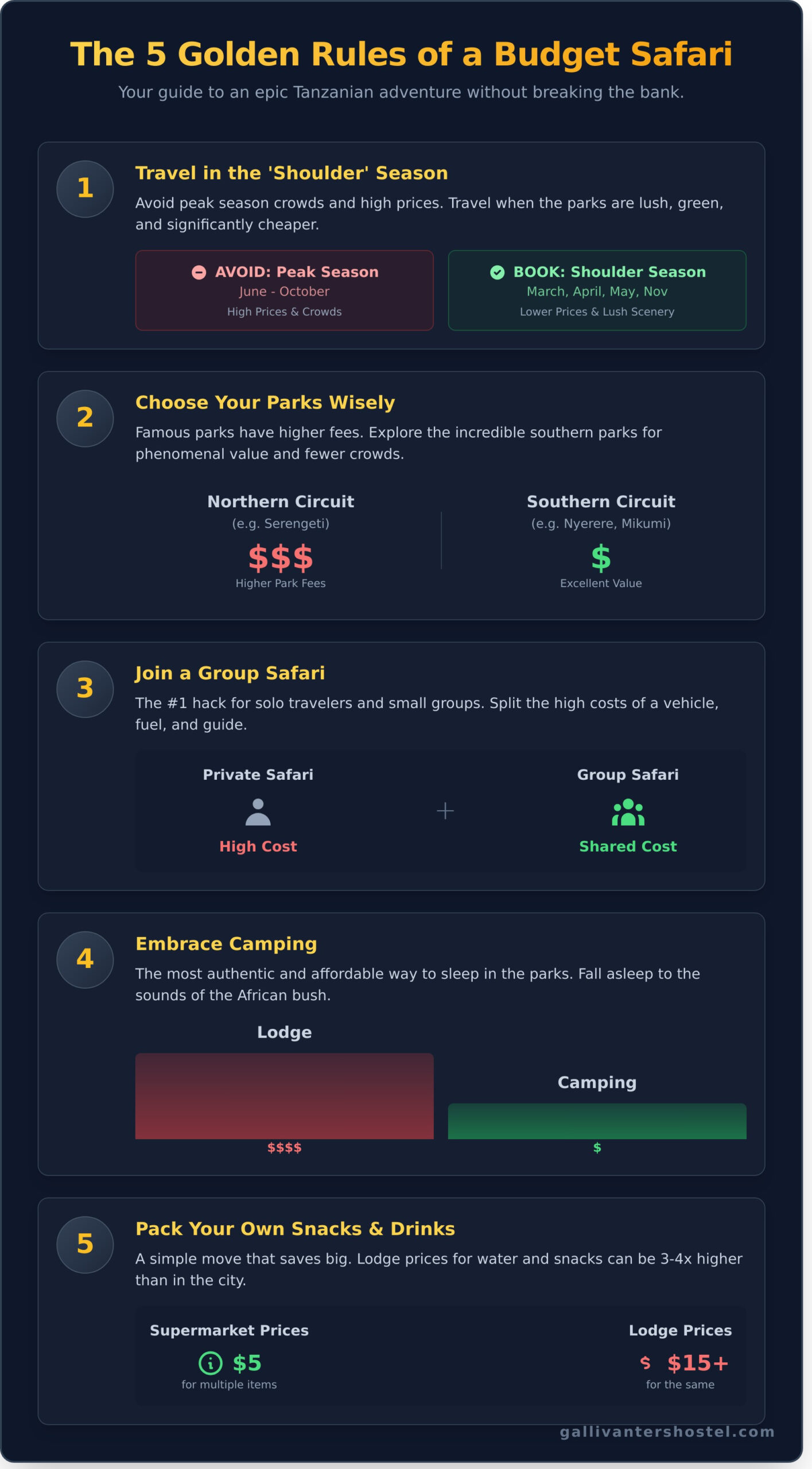 Budget Safari Tanzania: The Ultimate Backpacker’s Guide for 2025 - Infographic