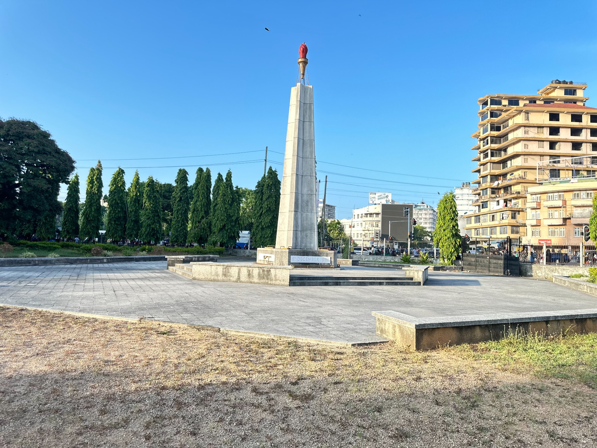 The Askari Monument and surrounding city streets in central Dar es Salaam